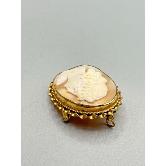 Vintage Genuine Carved Shell Cameo Pin Brooch Pendant Flower in Hair Older Pin - Picture 5 of 9